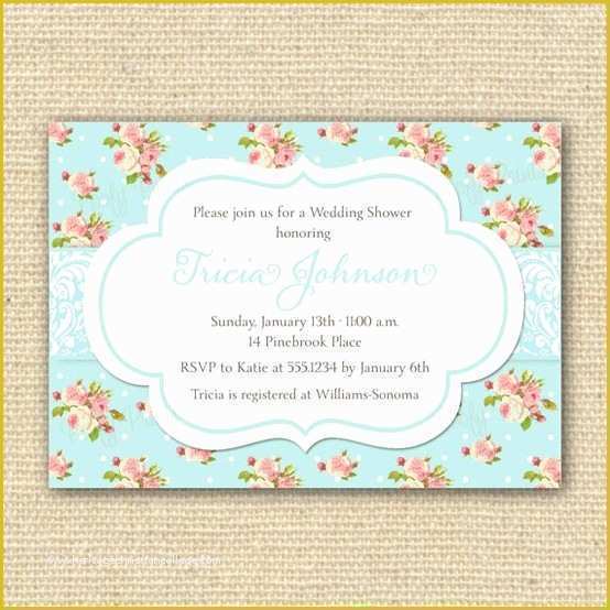 Shabby Chic Birthday Invitation Templates Free Of Shabby Chic Bridal Shower Invitation by Poofyprints Etsy