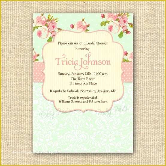 Shabby Chic Birthday Invitation Templates Free Of Shabby Chic Bridal Shower Invitations Printable by