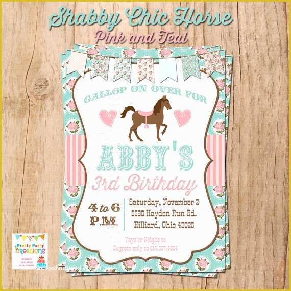Shabby Chic Birthday Invitation Templates Free Of Shabby Chic Horse Invitation You Print original In Pink