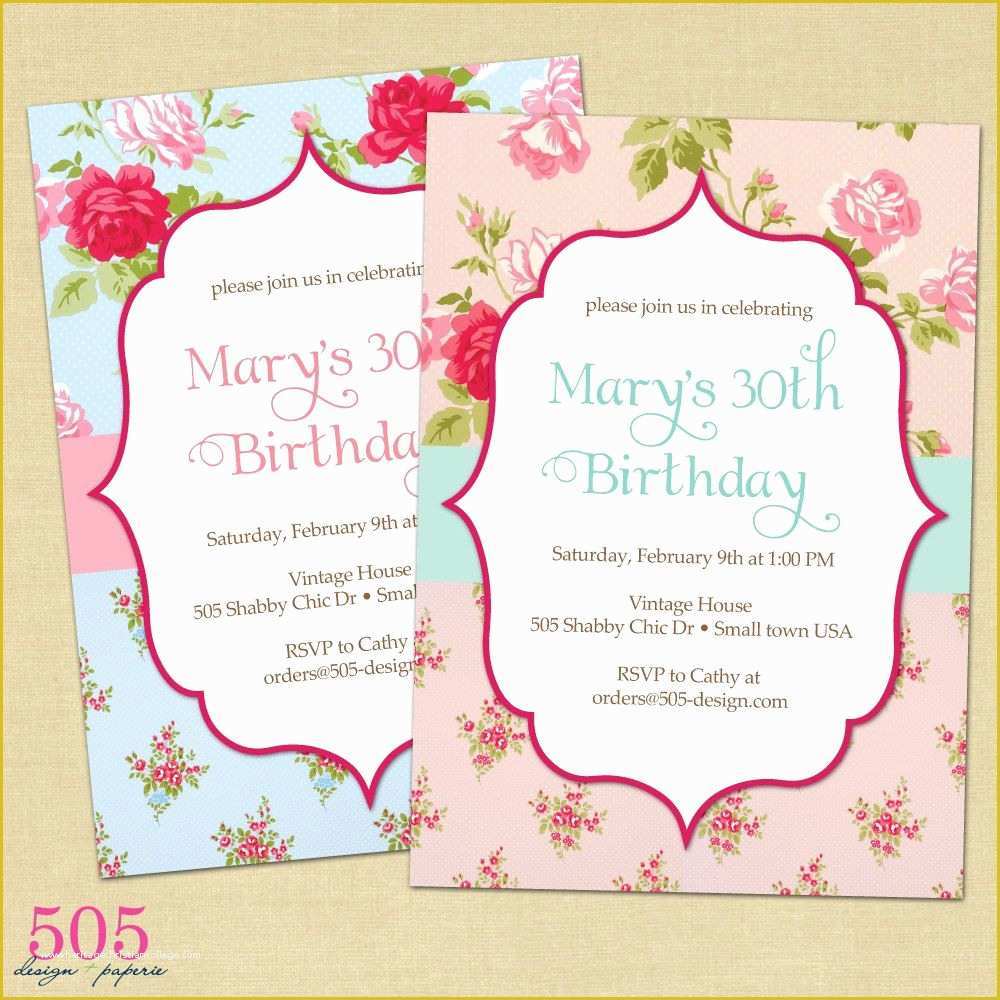 Shabby Chic Birthday Invitation Templates Free Of Shabby Chic Invitation by 505 Design Paperie $12 50 Via