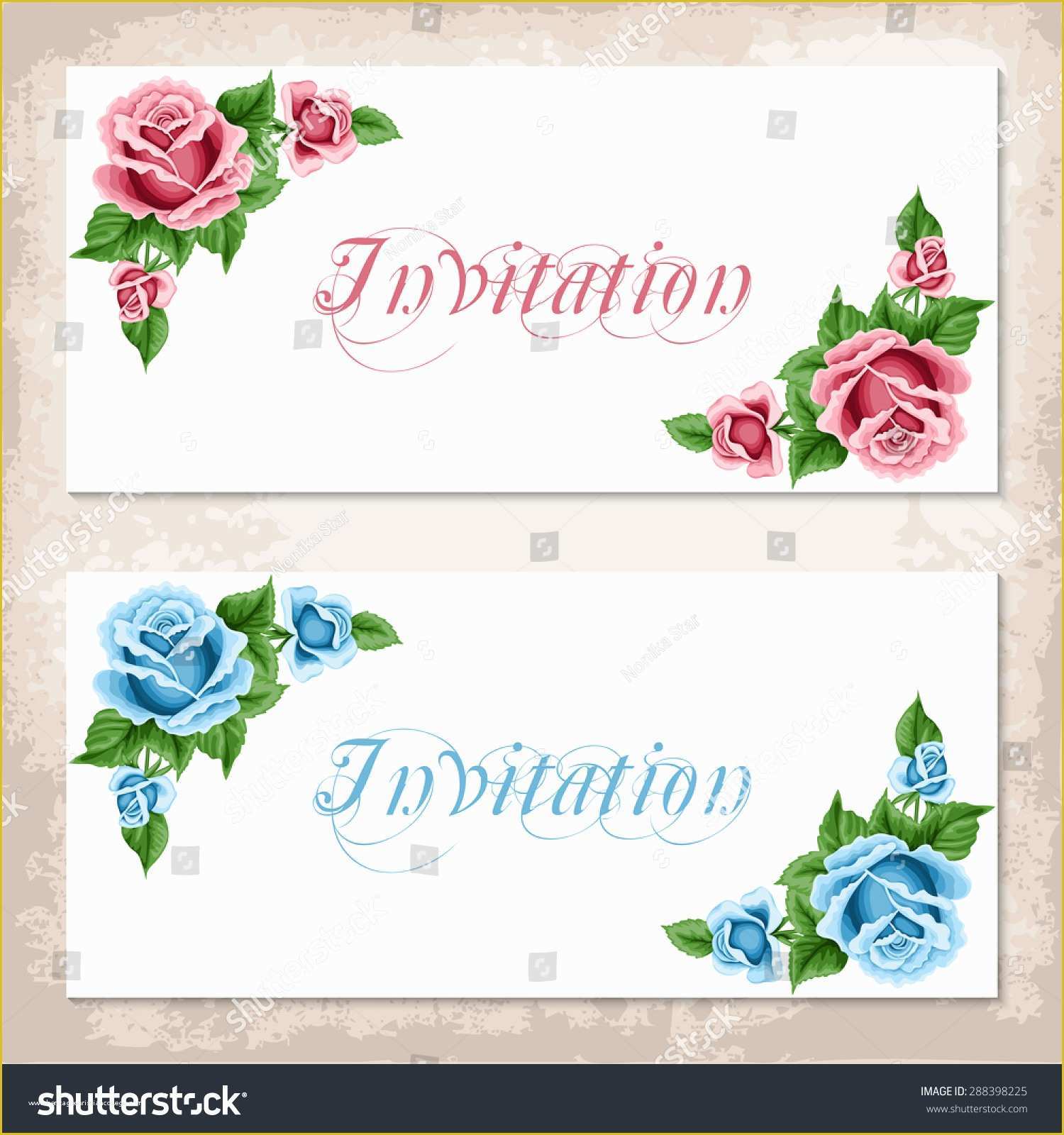 Shabby Chic Birthday Invitation Templates Free Of Vintage Invitation Template Roses Shabby Chic Stock Vector