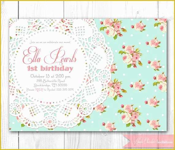 Shabby Chic Birthday Invitation Templates Free Of Vintage Tea Party Birthday Invitations Templates