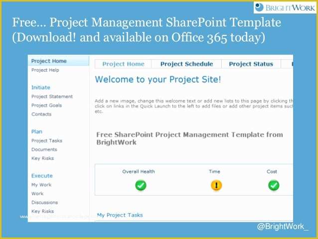 Sharepoint 2013 Project Management Template Free Of Point 2013 for Project Management From Brightwork and