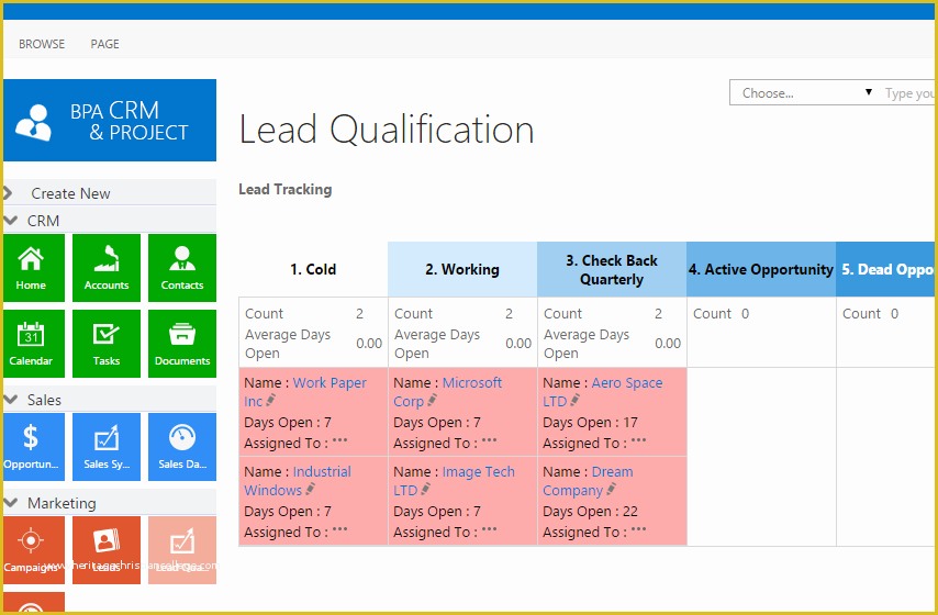 Microsoft CRM Lead Management Features