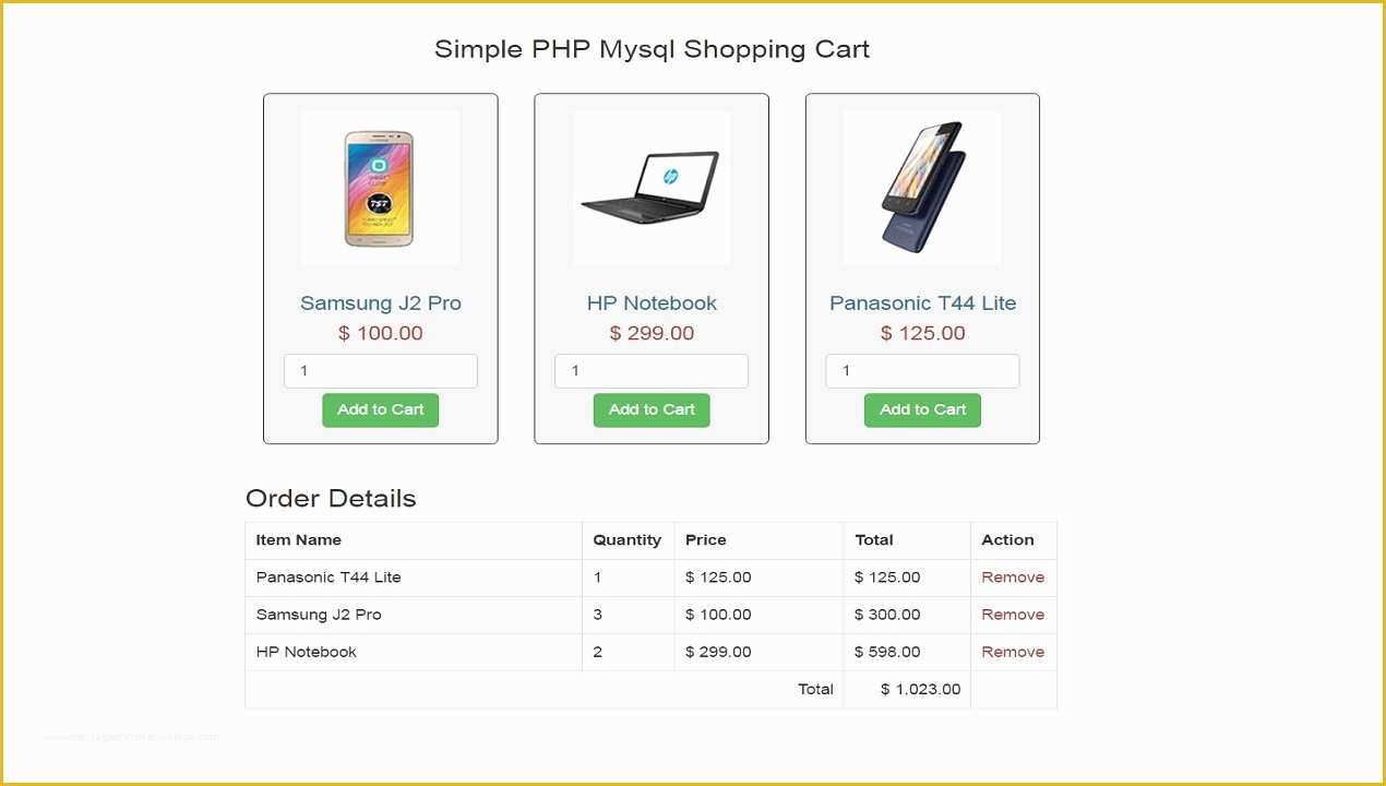 Shopping Cart Template Free Download In PHP Of Create Simple Shopping Cart Using PHP & Mysql