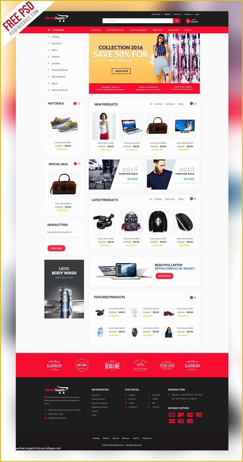 Shopping Site Template Free Download Of Freebie Multipurpose E Merce Website Template Psd