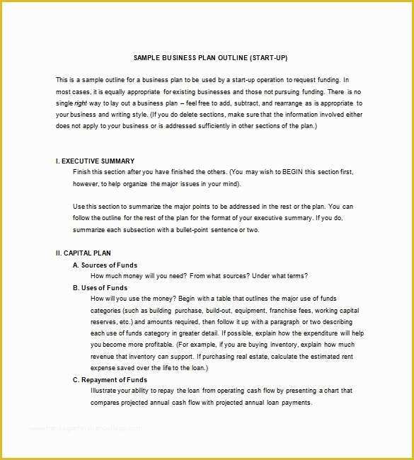 Short Business Plan Template Free Of Business Plan Outline Template 7 Free Word Excel Pdf