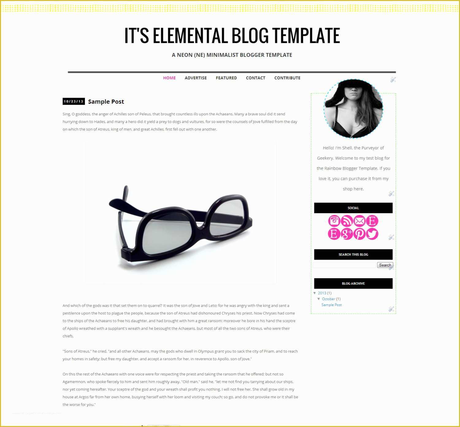 Simple Blogger Templates Free Of It S Elemental Blogger Template Neon Minimalist Blogger