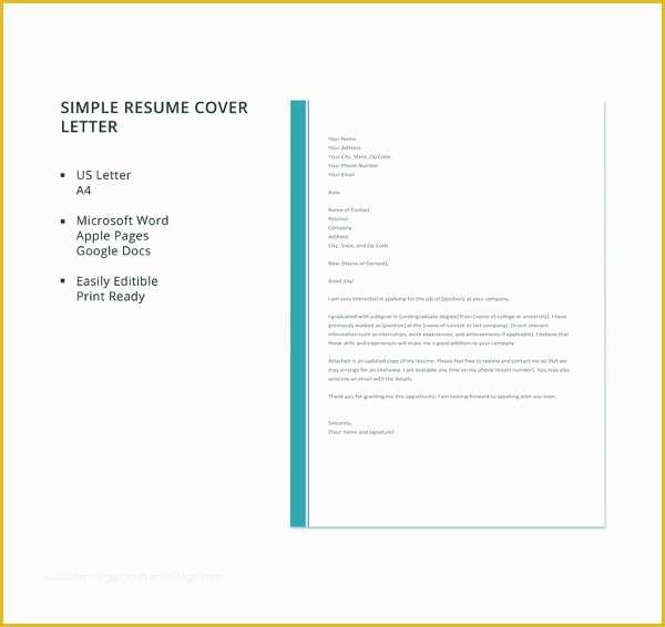 Simple Cover Letter Template Free Of 51 Simple Cover Letter Templates Pdf Doc