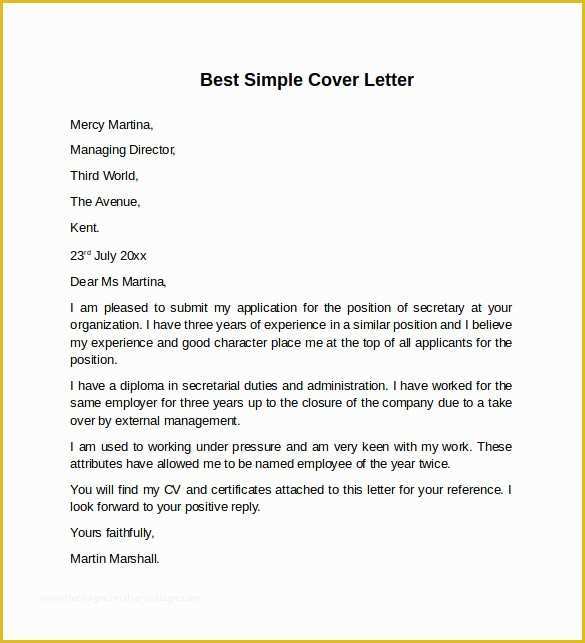 Simple Cover Letter Template Free Of 8 Sample Cover Letter Templates to Download