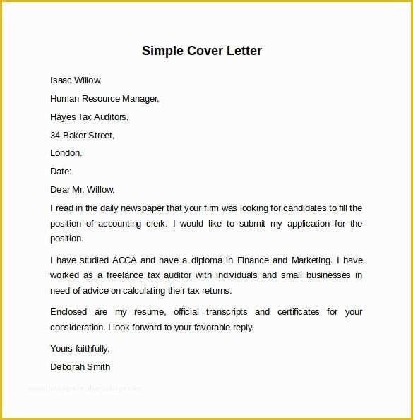 Simple Cover Letter Template Free Of 8 Sample Cover Letter Templates to Download