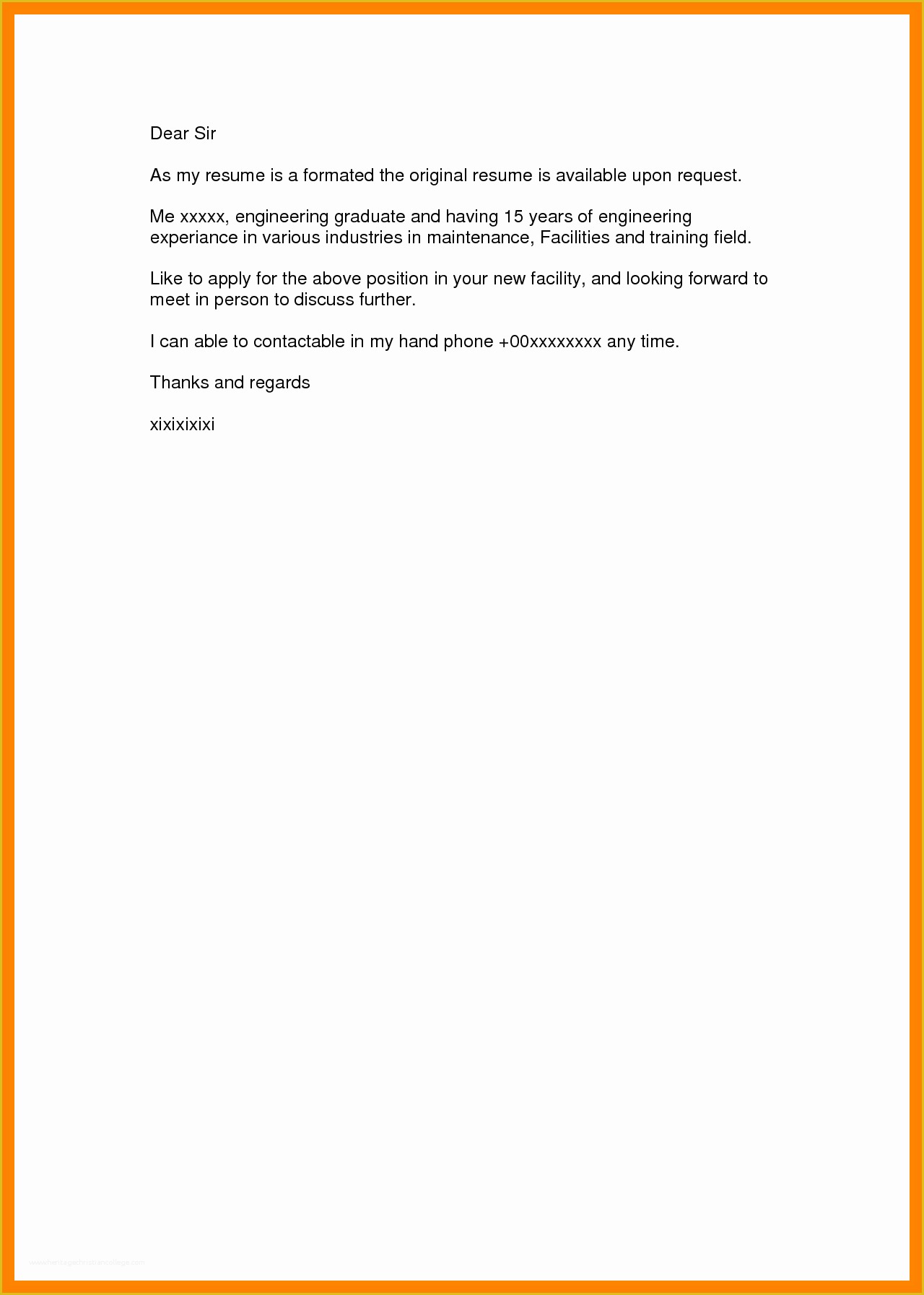 Simple Cover Letter Template Free Of 9 10 Examples Of A Simple Cover Letter