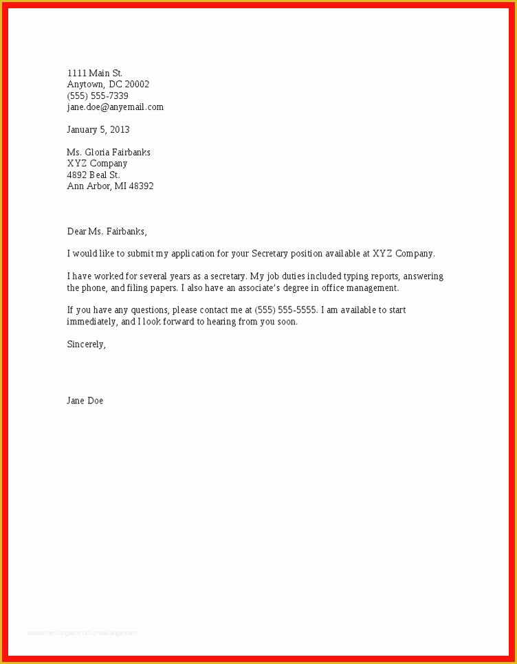 Simple Cover Letter Template Free Of Basic Cover Letter format