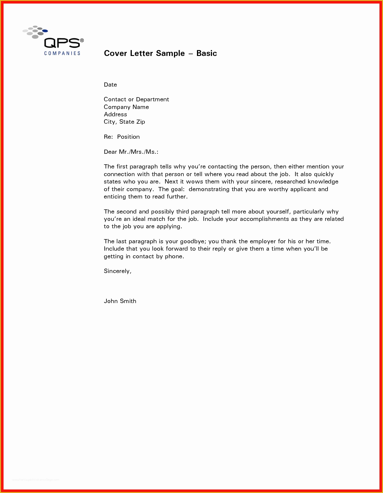 Simple Cover Letter Template Free Of Basic Cover Letter Sample