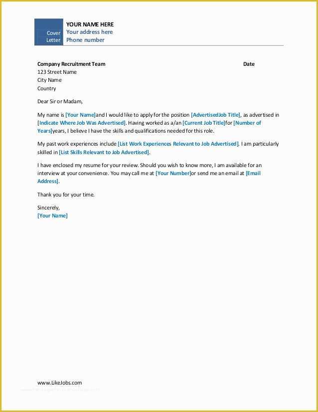 Simple Cover Letter Template Free Of Covering Letter Example May 2015