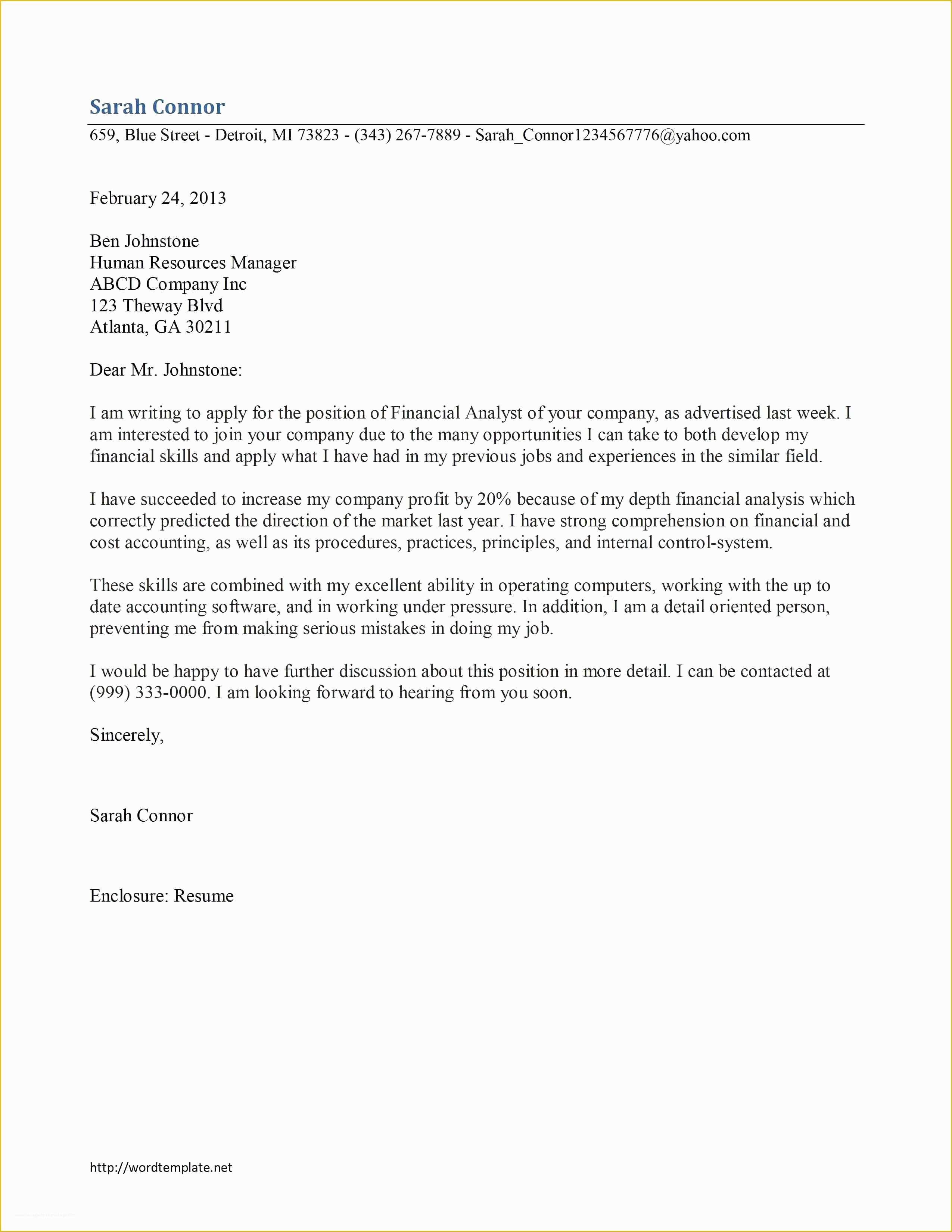 Simple Cover Letter Template Free Of Simple Cover Letter Template Free Examples