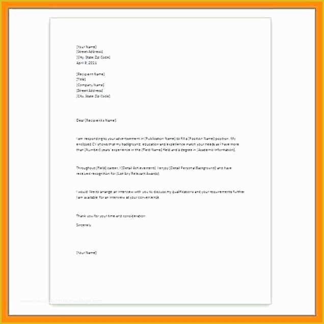 Simple Cover Letter Template Free Of Simple Cover Letter Template