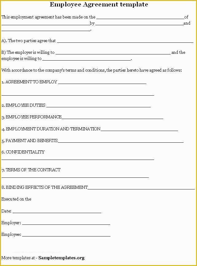Simple Employment Contract Template Free Of 10 Best Of Work Contract Agreement form Real
