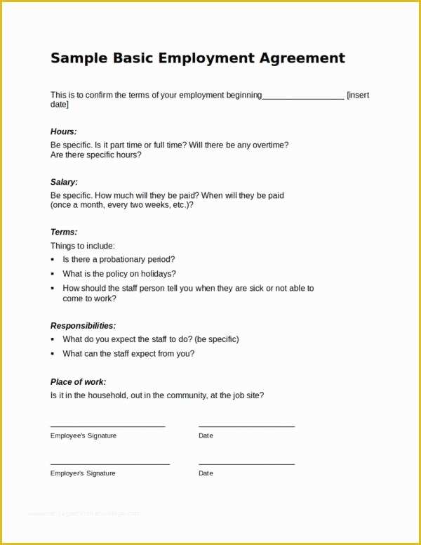 Simple Employment Contract Template Free Of 14 Business Contract Samples & Templates