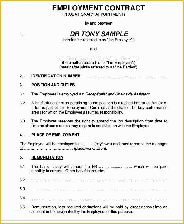 Simple Employment Contract Template Free Of 18 Employment Contract Templates Pages Google Docs