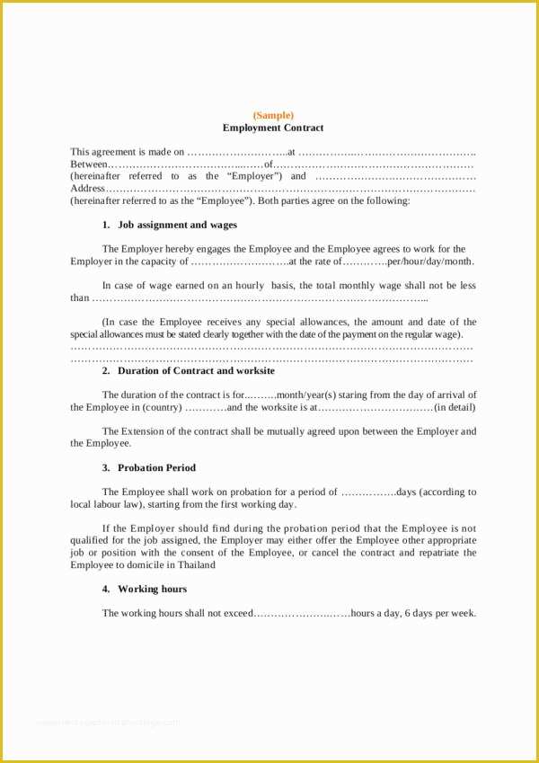 Simple Employment Contract Template Free Of 20 Employee Contract Samples & Templates