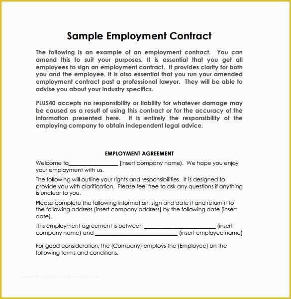 Simple Employment Contract Template Free Of 20 Sample Employment Contract Templates Docs Word