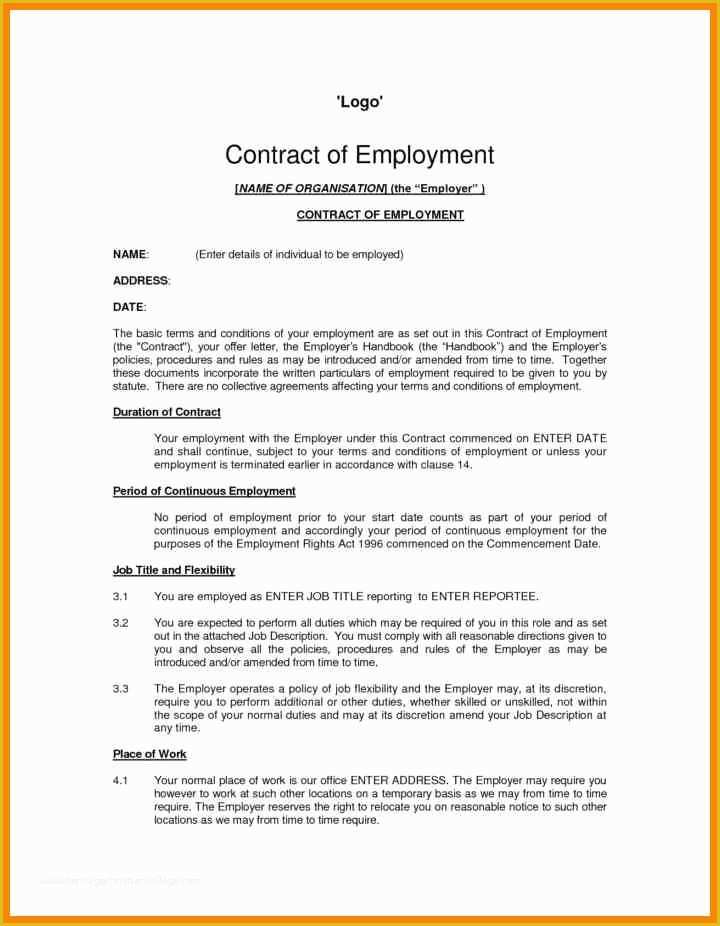 Simple Employment Contract Template Free Of 4 5 Letter Of Employment Uk