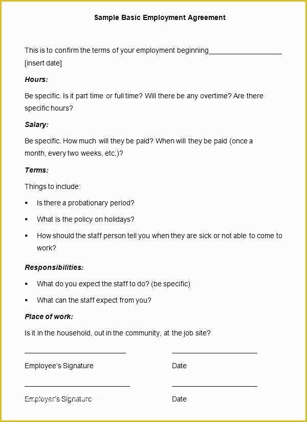 Simple Employment Contract Template Free Of Basic Contract Template