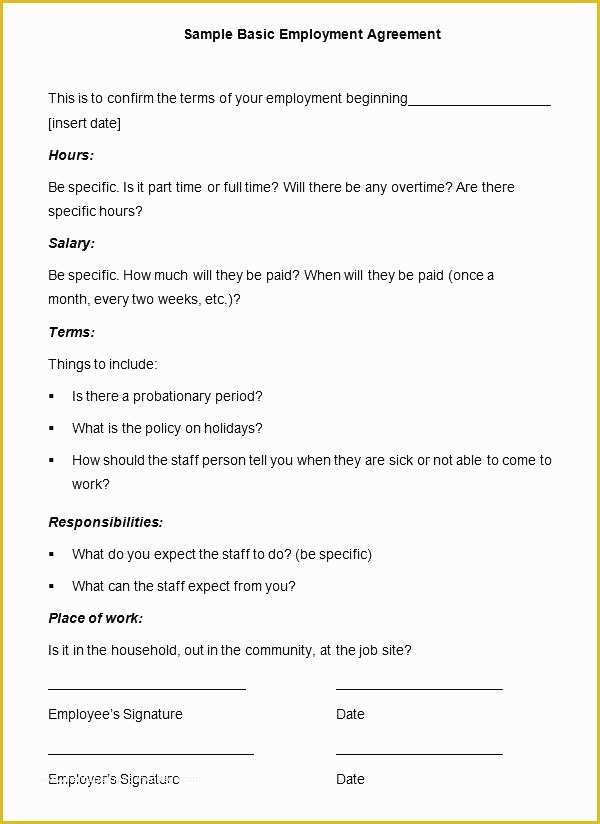 Simple Employment Contract Template Free Of Basic Contract Template