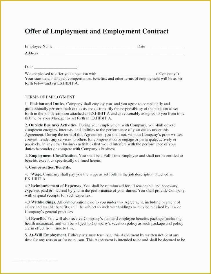 Simple Employment Contract Template Free Of Basic Employment Contract Template