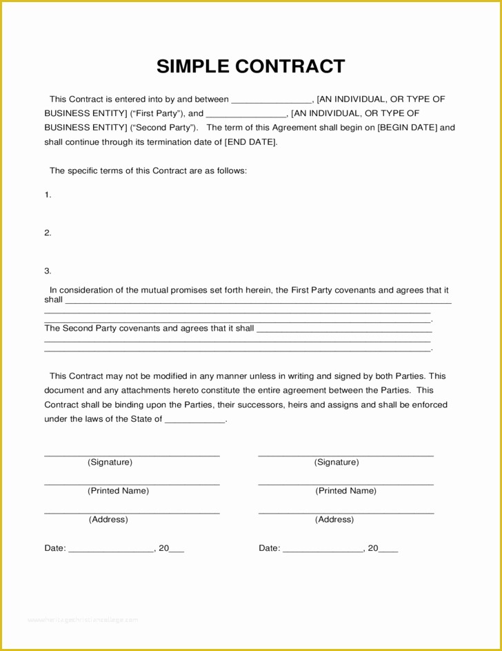 Simple Employment Contract Template Free Of Simple Contract Sample Free Download