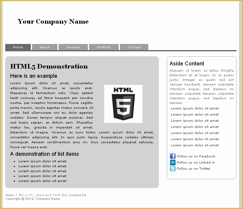 Simple HTML Templates Free Download Of HTML5 Basic Template – Free Download – December 2018 Calendar