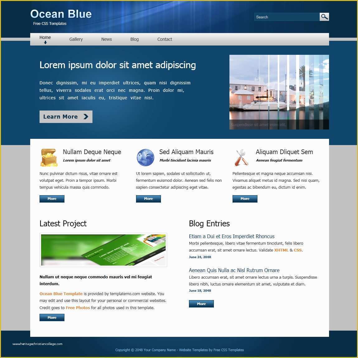 Simple HTML Templates Free Download Of Template 307 Ocean Blue