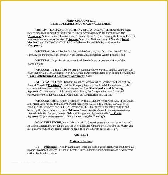 Simple Llc Operating Agreement Template Free Of 13 Operating Agreement Templates – Sample Example