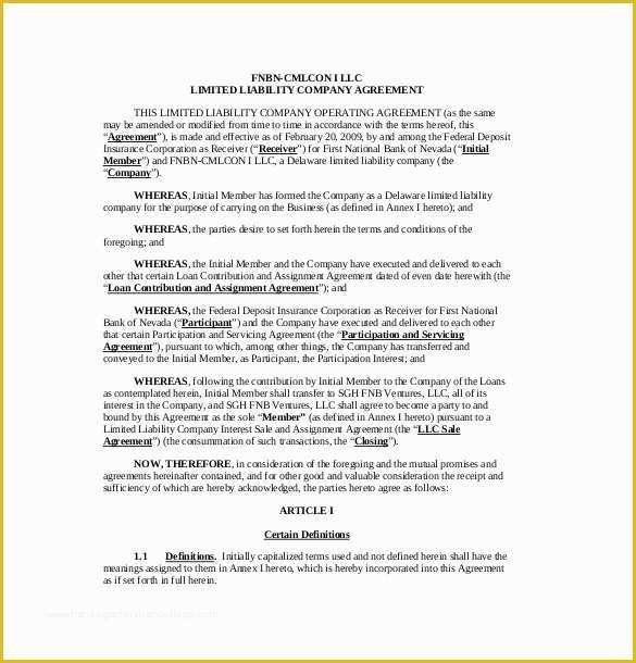 Simple Llc Operating Agreement Template Free Of 13 Operating Agreement Templates – Sample Example