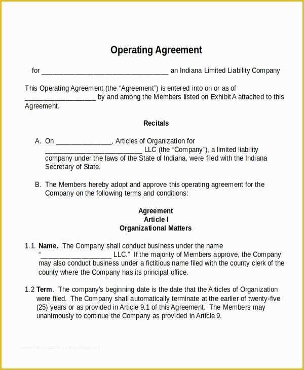 Simple Llc Operating Agreement Template Free Of 17 Agreement Templates Free Sample Example format