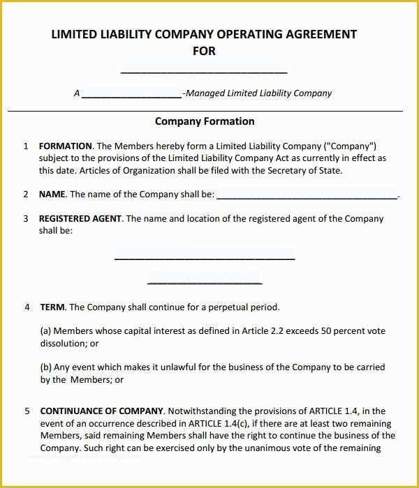 Simple Llc Operating Agreement Template Free Of 8 Sample Operating Agreement Templates to Download