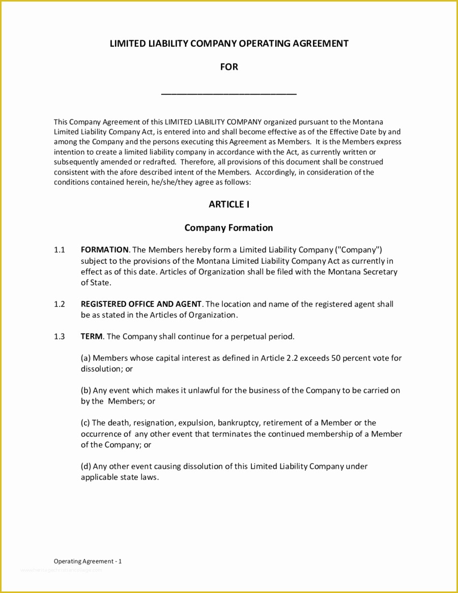 Simple Llc Operating Agreement Template Free Of Limited Liability Pany Operating Agreement Edit Fill