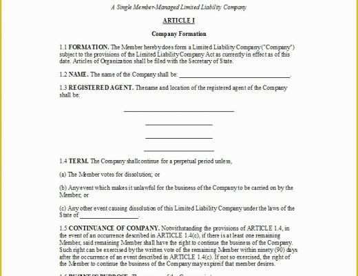 Simple Llc Operating Agreement Template Free Of Llc Operating Agreement Single Member