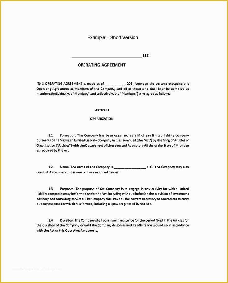 Simple Llc Operating Agreement Template Free Of Llc Operating Agreement Template Pdf Free Professional