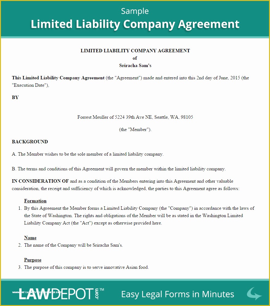 Simple Llc Operating Agreement Template Free Of Llc Operating Agreement Template Us