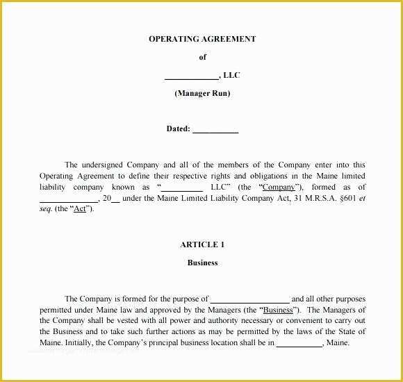 Simple Llc Operating Agreement Template Free Of S Corp Operating Agreement