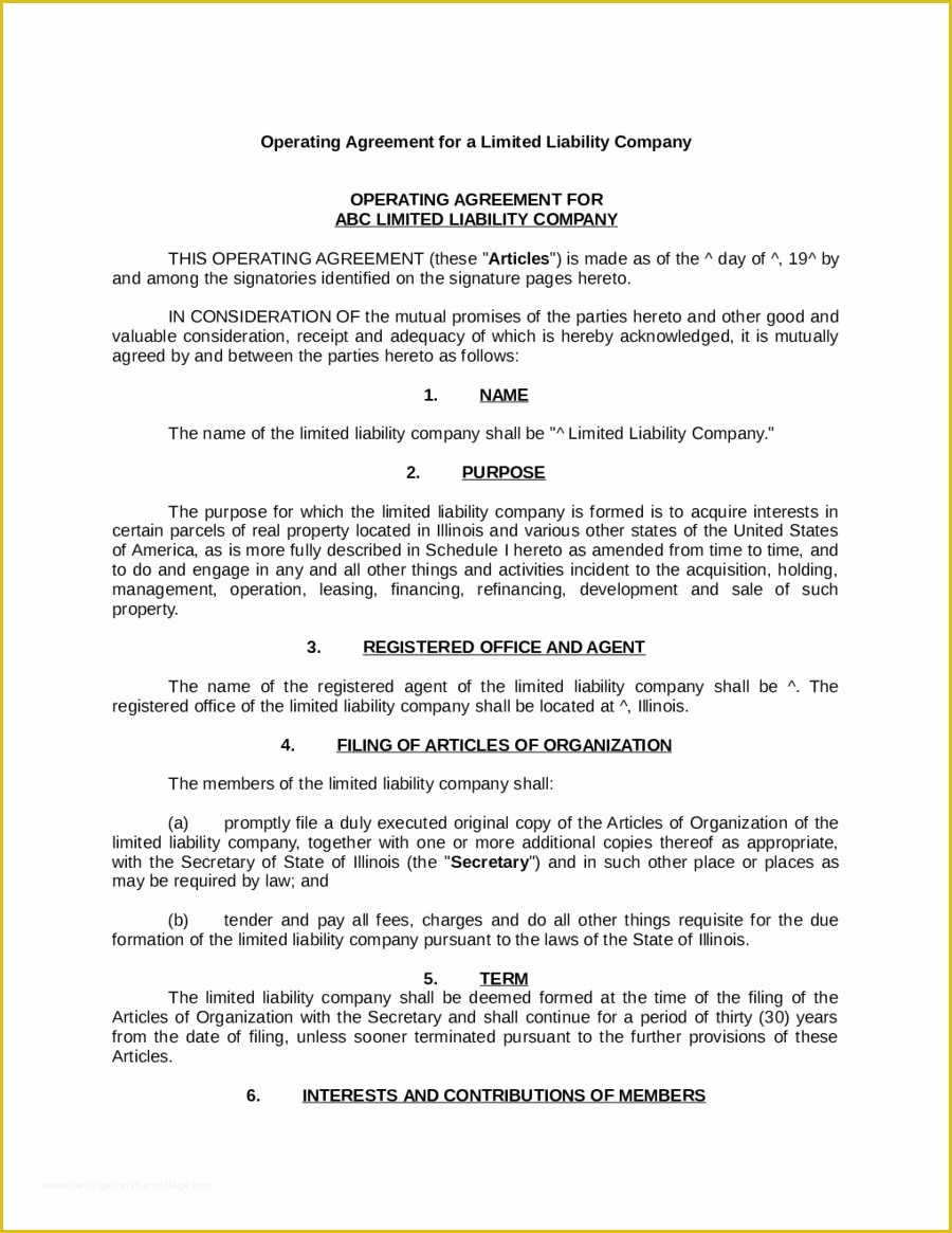 Simple Llc Operating Agreement Template Free Of Simple Llc Operating Agreement Template Download Edit