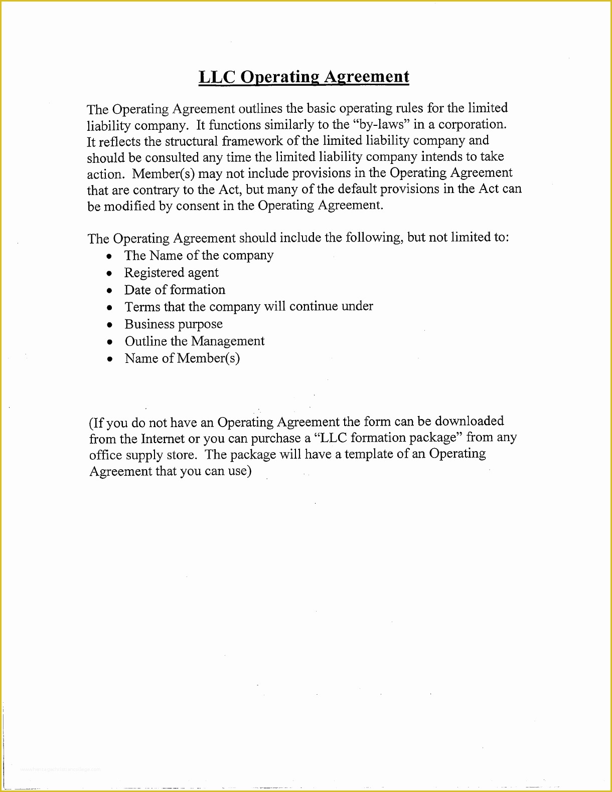 Simple Llc Operating Agreement Template Free Of Simple Llc Operating Agreement Template Edit Fill Sign