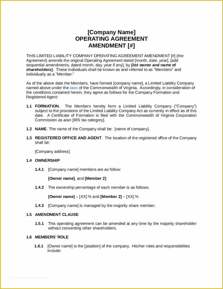 Simple Llc Operating Agreement Template Free Of Simple Llc Operating Agreement Template Edit Fill Sign