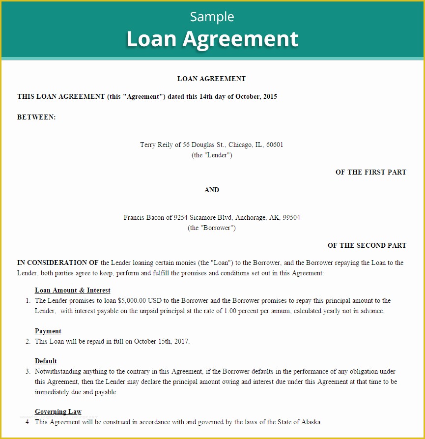 Simple Loan Agreement Template Free Of 20 Loan Agreement Templates Word Excel Pdf formats