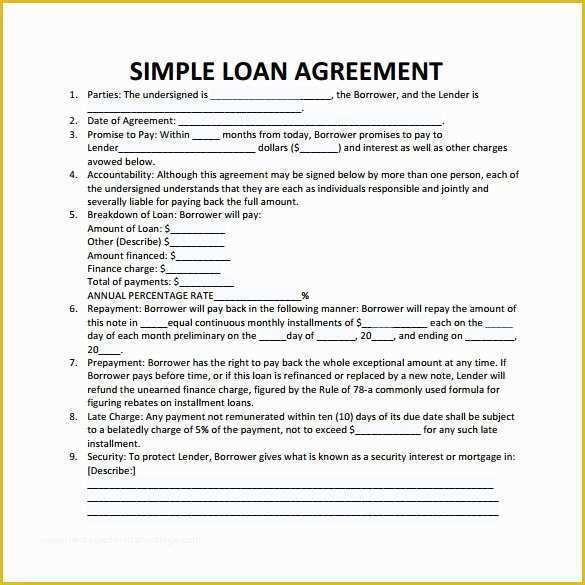 Simple Loan Agreement Template Free Of 30 Loan Contract Templates
