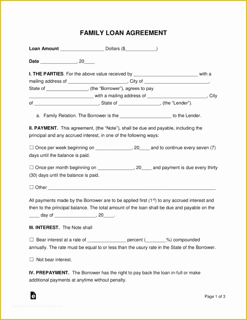 Simple Loan Agreement Template Free Of Free Family Loan Agreement Template Pdf Word