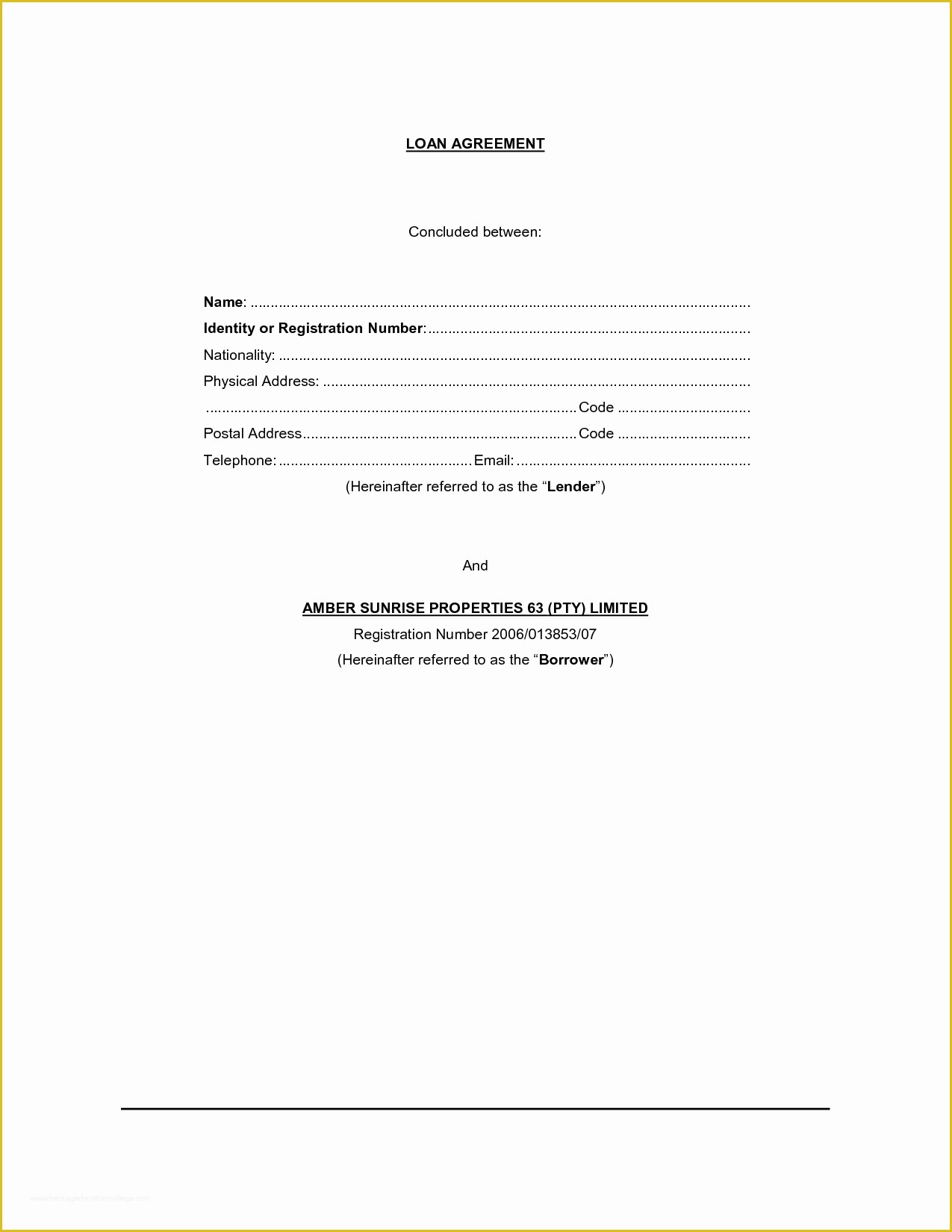 Simple Loan Agreement Template Free Of Printable Sample Loan Contract Template form