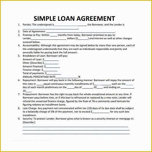 Simple Loan Agreement Template Free Of Simple Loan Contract Template 26 Great Loan Agreement